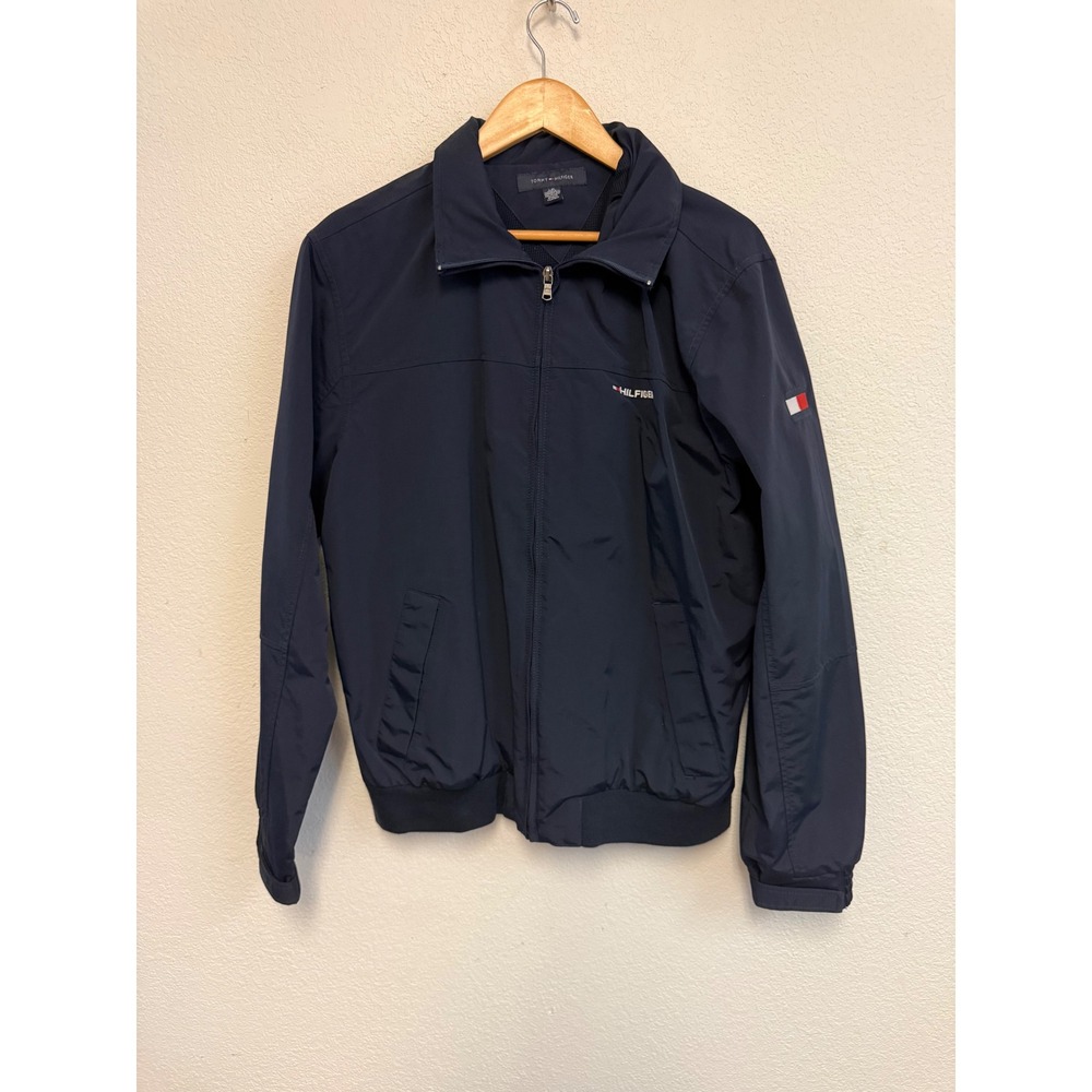 Tommy Hilfiger Men's Large Navy Blue Full Zip Lightweight Hooded Jacket